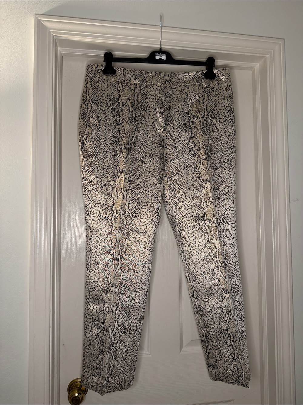 Calvin Klein Women’s Snake Print Straight-Leg Pants in Neutral Tones & Mettalic